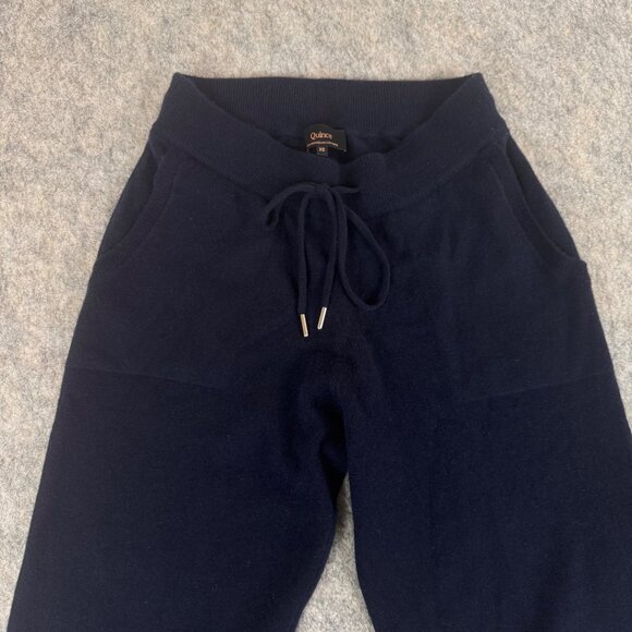 Quince Navy Cashmere Pants Straight Leg XS Pockets Drawstring Lounge - Picture 6 of 14